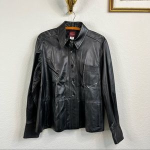 KENZO Paris Leather Shirt Jacket Shacket Button Blouse